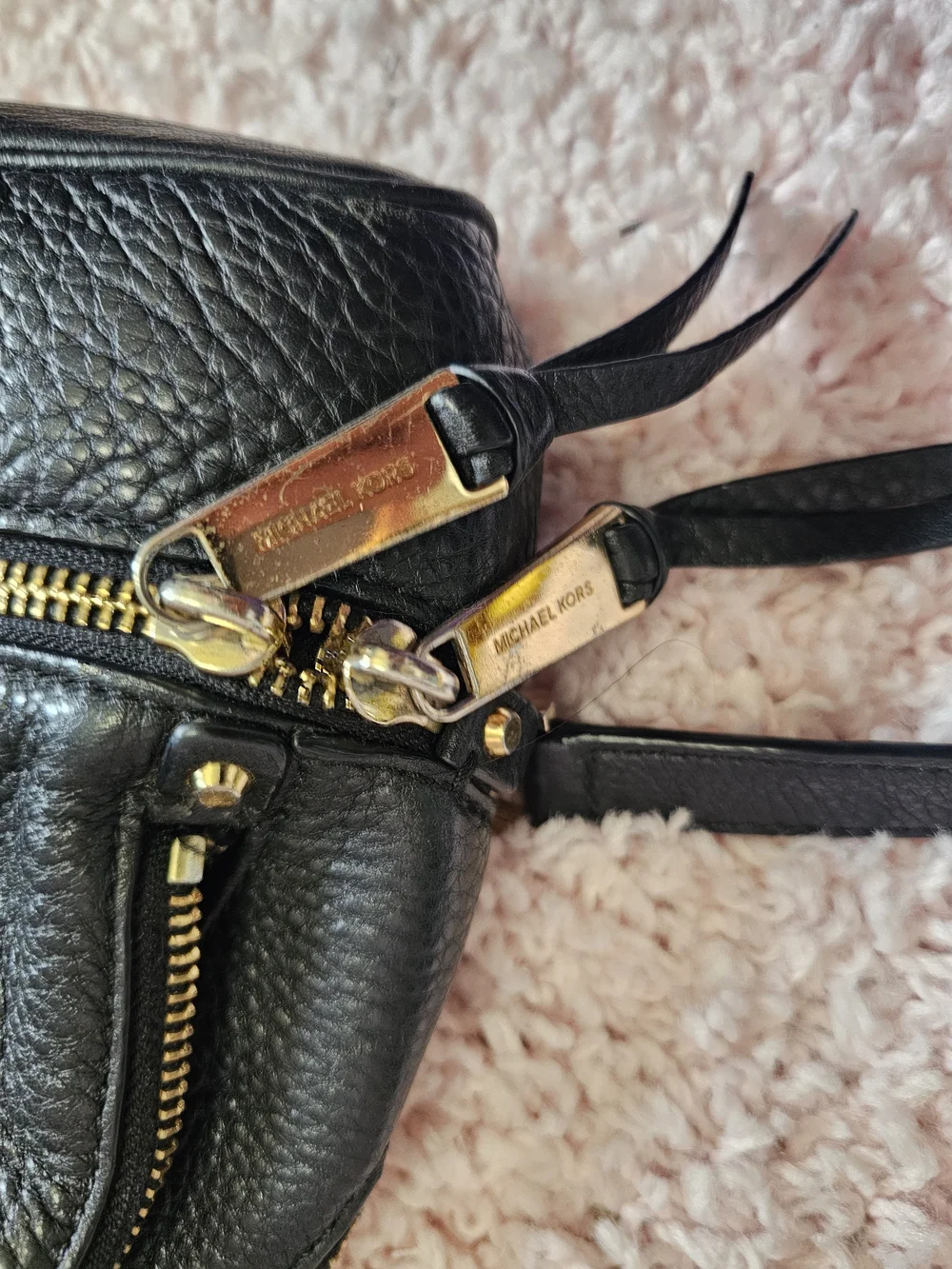 Michael Kors Black Pebbled Leather Mini Backpack with Gold Hardware